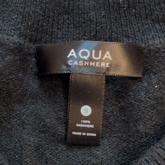 NWT Aqua Cashmere Sweater Bellissima Black Crew Neck Size S - Picture 7 of 11